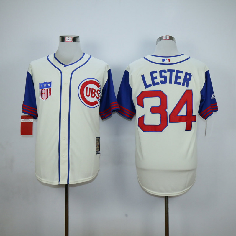 Men Chicago Cubs #34 Lester Cream Throwback 1942 MLB Jerseys